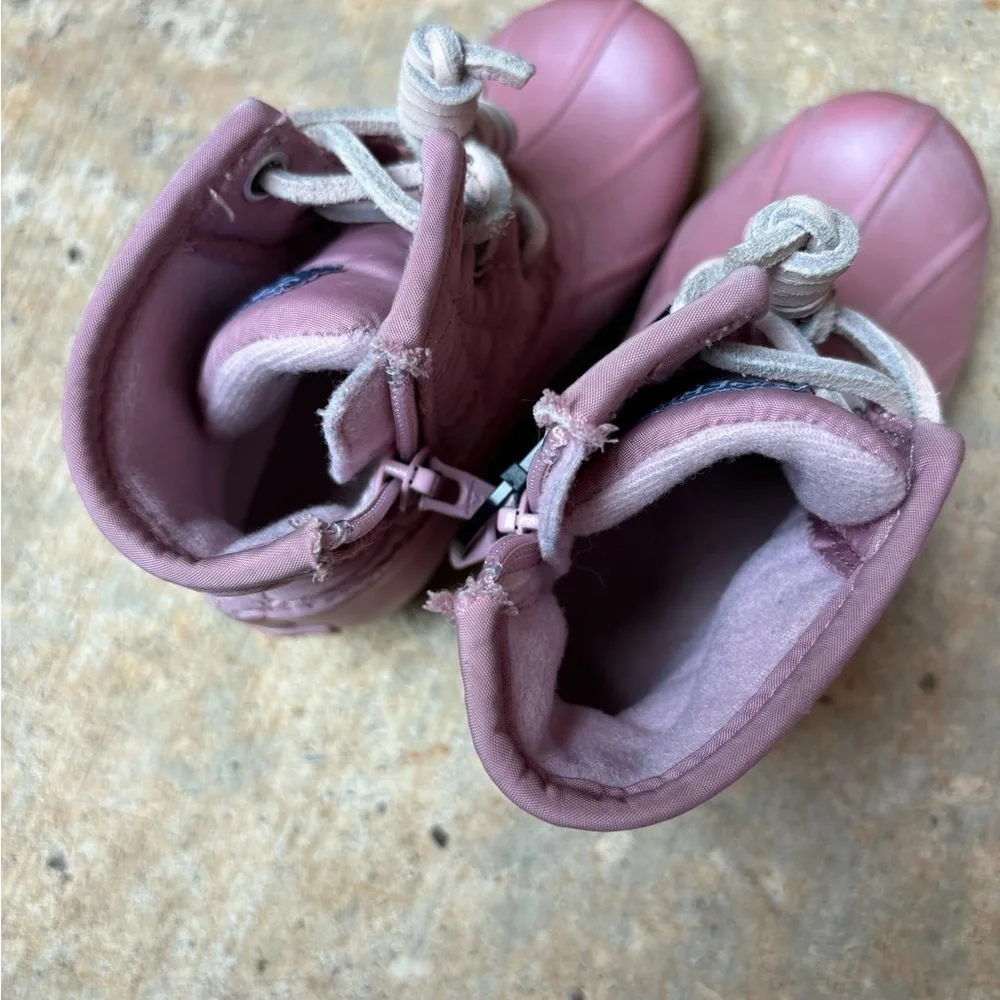Sperry Baby Girls 7 Pink Shimmer Rain Duck Boots